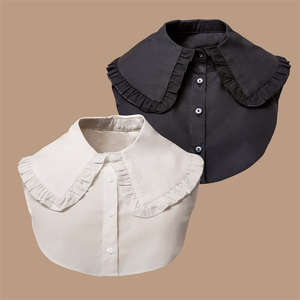 Nuevo estilo personalizado 100% algodón moda blanco Color sólido mujeres falso desmontable cuello falso - Product Image 2