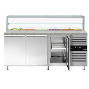 GGM Gastro Saladette PREMIUM - 2020 mm - 3 portes - avec dessus en verre pour 5x GN 1/1 & 1x GN 2/4 & 1 étagère - Product Image 5