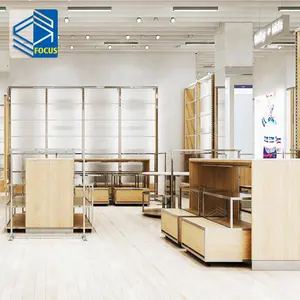 Manufacturer Metal Gold Clothing Kiosk Store Clothes Rack Clothing Store Counter Clothes Shop Furniture