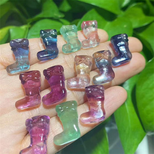 Artesanías de Cristal Talladas al por Mayor, Mini Figuras de <span class=keywords><strong>Calcetines</strong></span> Talladas en Cristal de Fluorita Arcoíris Natural, para Regalo - Product Image 2