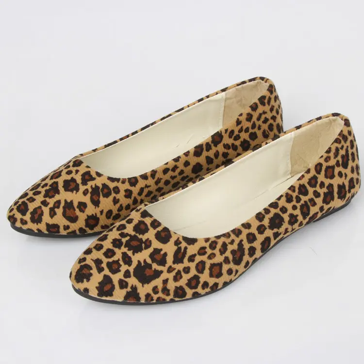 wholesale cheap women's classic pointy toe leopard print ballet slip on flats causal shoes
