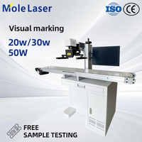 Machine de marquage laser à fibre 20W 30W 50W avec positionnement visuel pour marquage par lots sur convoyeur EZCAD CE ISO FDA