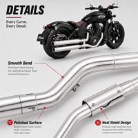 Système d'échappement complet pour moto Indian Scout Sixty Bobber Rogue Twenty 2015-2024 en acier inoxydable noir chromé avec logo laser