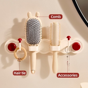 Punch-Free Suction Cup Comb Storage Rack Bathroom <b>Wall</b> Hanging Rack Plastic Hair Band Head Rope <b>Hook</b> Jewelry <b>Hook</b> Hair Ring - Product Image 3