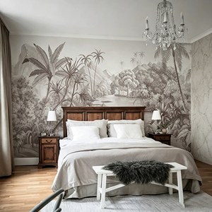 Mural de Pared Geométrico Estilo Art <span class=keywords><strong>Deco</strong></span>, Pintado a Mano en Gris, Tamaño Personalizado, Revestimiento de Pared para Villa, Apartamento, Cafetería, Transferencia Térmica - Product Image 4