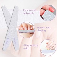 Lima de Uñas de Doble Cara Tipo Media Luna Zebra, Grano 180/100, Reutilizable, Herramienta de Manicura para Uso en Salón