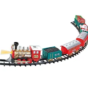 Mainan Rel Kereta Api Dioperasikan dengan Baterai Lampu Musik Rel Kereta Api Elektrik Natal Mainan Rel Kereta Api untuk Anak-anak