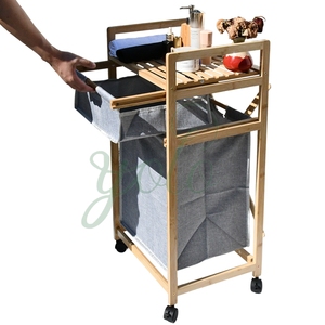 Eco-friendly <b>Bamboo</b> Laundry Hamper Folding Dirty Clothes Collect Baskets Organizer Large Commercial Unique for Living Room - Product Image 2