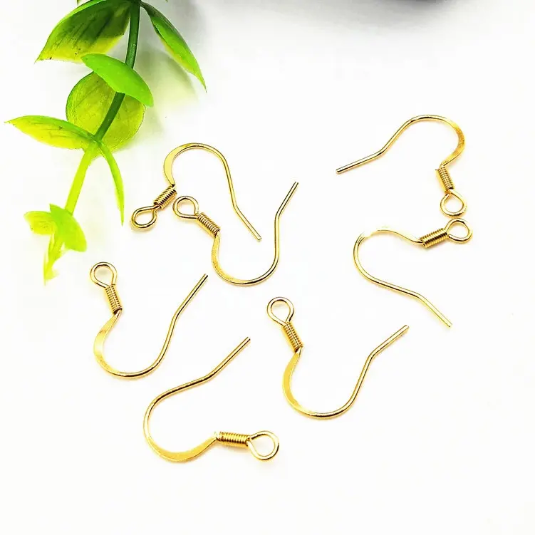 DIY jewelry accessories surgical 316l stainless steel 18K gold plated flat earring hooks for jewellery making