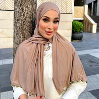 Vente en gros de foulards islamiques bon marché, châles longs en jersey de coton doux, 70*180cm, 130GSM, respirant, doux pour la peau, à porter au quotidien