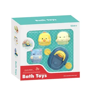 2022最新设计沐浴时间儿童塑料玩具船橡胶沐浴玩具发条沐浴玩具套装