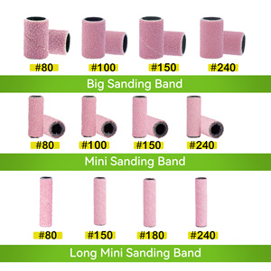 Venta al por mayor a granel Mini banda de lijado Rosa logotipo personalizado 80 100 150 240 broca de lijado de grano 100 piezas 500 piezas bandas de lijado para taladro de uñas - Product Image 2