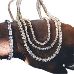 Chaîne cubaine en laiton de 8 mm avec diamants entièrement incrustés, collier et bracelet, bijoux hip-hop unisexe pour anniversaire - Product Image 1