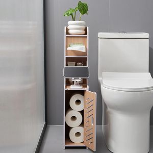 Multi Tiered Bathroom <b>Storage</b> Rack Toilet Squeeze Cabinet 3 Floors Freestanding Rectangular Large Capacity Organizational Shelf - Product Image 1