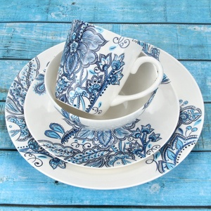 Ménage Céramique Moderne Restaurant Plante Fleur Imprimé Personnalisé Ensembles De Vaisselle Colorée Ensemble De Plaques - Product Image 4