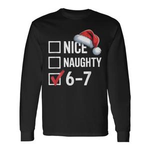 T-shirt a maniche lunghe Nice Naughty 6 7 Slang Meme Xmas - Product Image 1