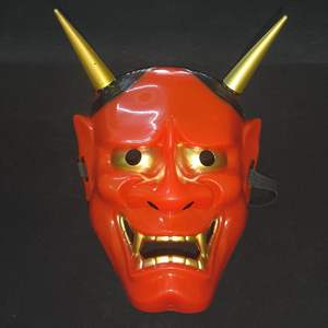 Masker Wajah Halloween uniseks dewasa topeng pesta lateks topeng setan Kabuki Prajna Samurai hanya Jepang - Product Image 6