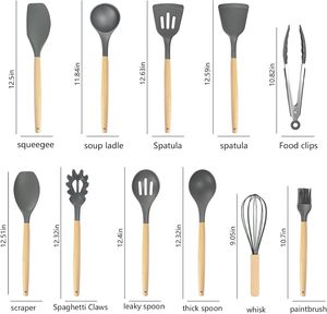 Ensemble d'ustensiles de cuisine antiadhésifs, outils de cuisine en silicone résistant à la chaleur avec support - Product Image 2