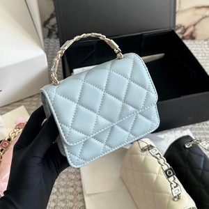 Quilted Handbag 5 Inch Sky Blue Vertical <b>Square</b> Cover Type Portable Women's Shoulder Bag Crossbody Bag - Product Image 1