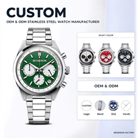 Montre-bracelet pour homme avec logo personnalisé, mouvement multifonction, chronographe, bracelet en métal, résistance à l'eau 5 ATM, montre de luxe pour homme