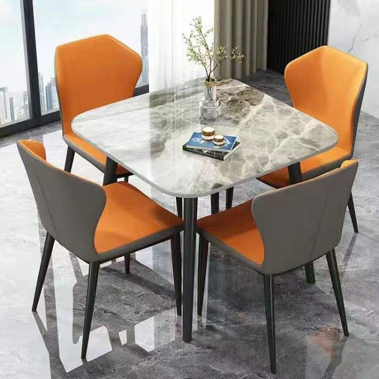 Orange chair, Italian grey slate table [gloss finish]