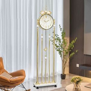 European Style Floor Clock Quartz Movement Golden Standing Clock Living Room Decoration - Product Image 2