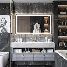 تصميمات داخلية مركزة على الألفية وأدوات علوية عصرية بتصميم بسيط مع أجهزة سوداء غير لامعة وأرفف مفتوحة للحمام - Product Image 4