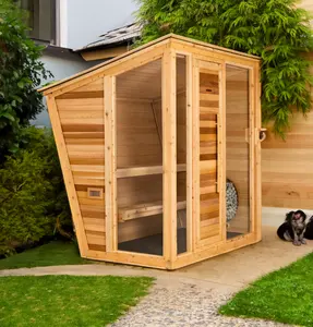 Cabina de sauna de vapor de madera al aire libre para 4-6 personas personalizada de madera de cicuta canadiense moderna