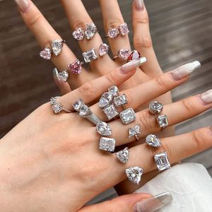 <b>Dainty</b> Pink S925 Silver 5A 8A Zirconia Wedding Engagement Bridal Promise Dress up Fine Jewelry <b>Rings</b> Jewelry Women - Product Image 2