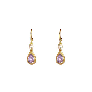 Water Drop Shape Gold Plated Amethyst Dangle <b>Earrings</b> For Party Women Fashion Jewelry Bezel Setting Stainless Steel Ear <b>Post</b> - Product Image 5