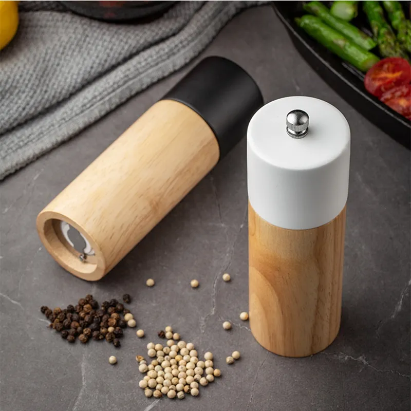 Nieuwe Verstelbare Houten Pepermolen Spice Mills Handheld Kruiden Zout Grinder Shaker Fles Keramische Kern Keuken Restaurant Gebruik