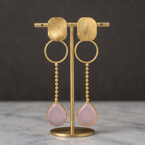 Boucles d'oreilles en acier inoxydable plaqué or faites à la main avec zircon pour femmes, style classique et tendance - Product Image 2