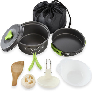 Ensemble de cuisine d'extérieur 4-5L antiadhésif portable avec casseroles, poêles et ustensiles pour la randonnée et les voyages - Product Image 1