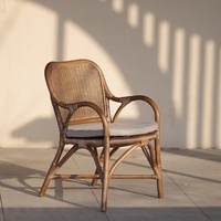 Chaise de restaurant en rotin de style nordique européen moderne, chaise de salle à manger individuelle à dossier haut tressée à la main, chaise de loisirs avec dossier