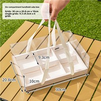 Boîte à gâteau portable transparente en plastique laminé, pour la fête des mères, fleurs, pâtisseries, pique-nique, boîte à mousse à 4/6 compartiments