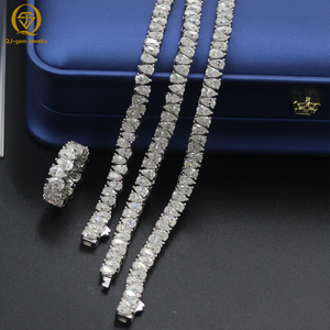 Hiphop Style Wearing High Clarity Diamond Unisex Tennis <b>Necklace</b> Platinum Pear Shape Lab Grown Diamond with IGI Certificate - Product Image 1
