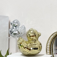 Ornement en verre en forme de canard miroir, décoration animale faite à la main, style disco, décoration d'intérieur, décoration de fête de mariage