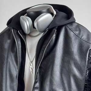 Özel bombacı ceket Zip up kapşonlu erkek ceket rüzgar geçirmez pilili erkekler için DERİ CEKETLER Homme kış ceket - Product Image 4