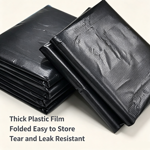 Black Household Trash Bags Side Gusset Waste <b>Bin</b> Liners Heat Seal PE Film Custom Order - Product Image 3