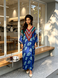 Nouvelle Collection 2026 : Abayas Traditionnelles Africaines pour Femmes – Robe Longue Musulmane Kaftan en Coton Imprimé V, Idéale pour l'Été et les Tenues Décontractées - Product Image 6