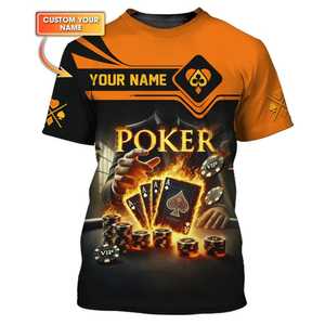 Maglietta Personalizzata con Nome e Stampa Integrale a Tema Poker, Grafica da Casinò, Manica Corta per Uomo - Product Image 1