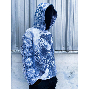 Felpa con Cappuccio da Uomo Personalizzata in Cotone, Stile <span class=keywords><strong>Anime</strong></span>, Tessuta a Maglia, 500 Gsm, Vintage Streetwear, Spessa e Resistente - Product Image 4