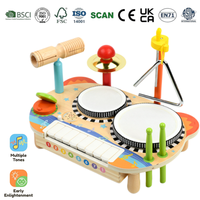Ensemble d'instruments de musique interactifs en bois 5-en-1 pour tout-petits, table d'activités, jouet sensoriel en bois naturel sûr, apprentissage précoce