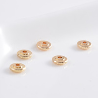 Bracelet de bricolage à petits trous, perles en or véritable 18K, Roulette en forme d'ovni, entretoise lisse, motif de dent géante, perles d'espacement, vente en gros