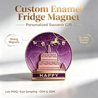 Custom Enamel Birthday Fridge Magnet Zinc Alloy Strong Magnetic Durable Finish Low MOQ Fast Sampling OEM Souvenir Gifts