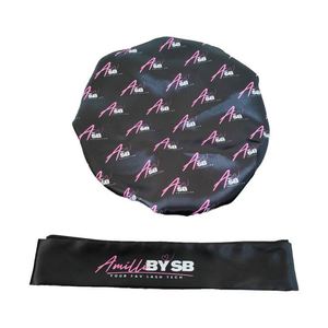 Wholesale Double Layer Sleep Cap Women Bonnet Custom Logo Print Reversible Bonnets and Satin Hair Wrap - Product Image 3