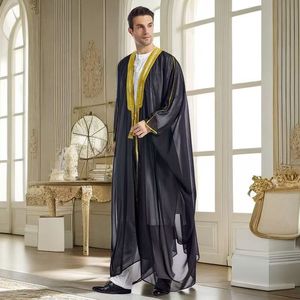 Nuovo Cardigan da Uomo in Chiffon con Maniche Lunghe e Motivi Ricamati - Elegante Cardigan Casual da Viaggio per Uomo, alla Moda - Product Image 4
