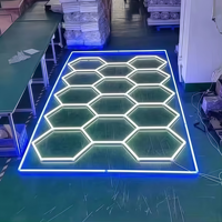 Lampes de garage hexagonales en nid d'abeille KCX à LED, 14 grilles avec bordure colorée, éclairage LED hexagonal pour garage et atelier