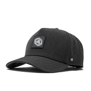 Hoge Kwaliteit 5 Panel Rubber Pvc Logo Baseballpet Groothandel Laser Gesneden Gat Ademende Waterdichte Gorras