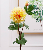 Fleur artificielle de dahlia faite à la main en Europe pour mariage, Saint-Valentin, Thanksgiving et Nouvel An